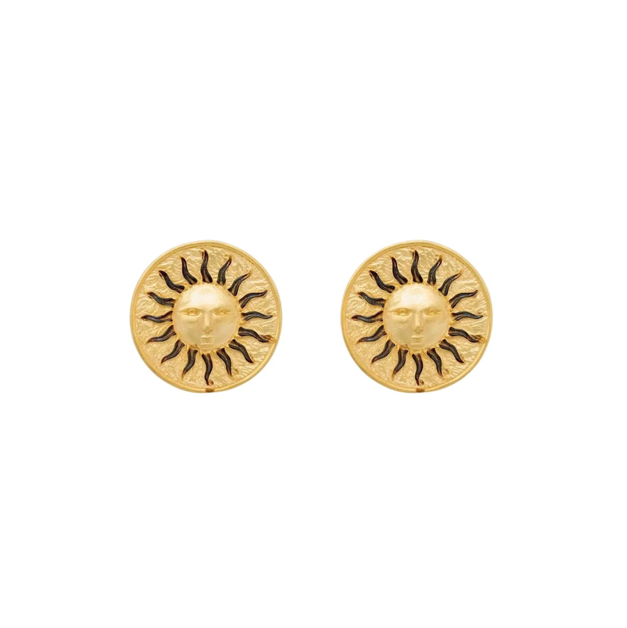 THENUM Sun Shines Earrings – gold sun and moon stud earrings
