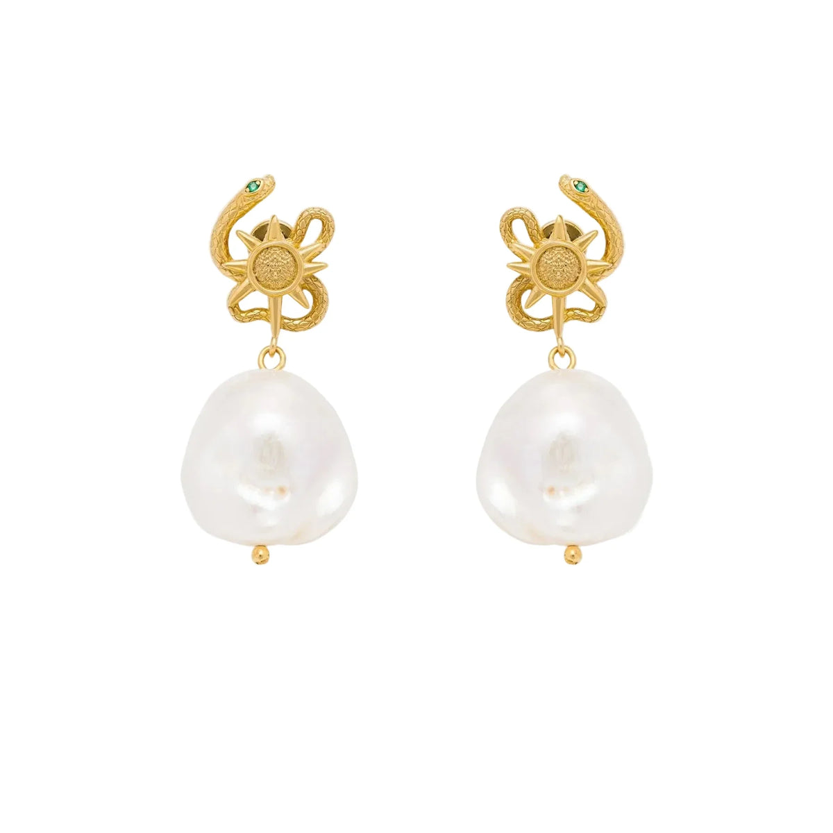 THENUM Serpent du Soleil Earrings × Baroque Pearl