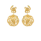 gold story earring with serpent light sun and star