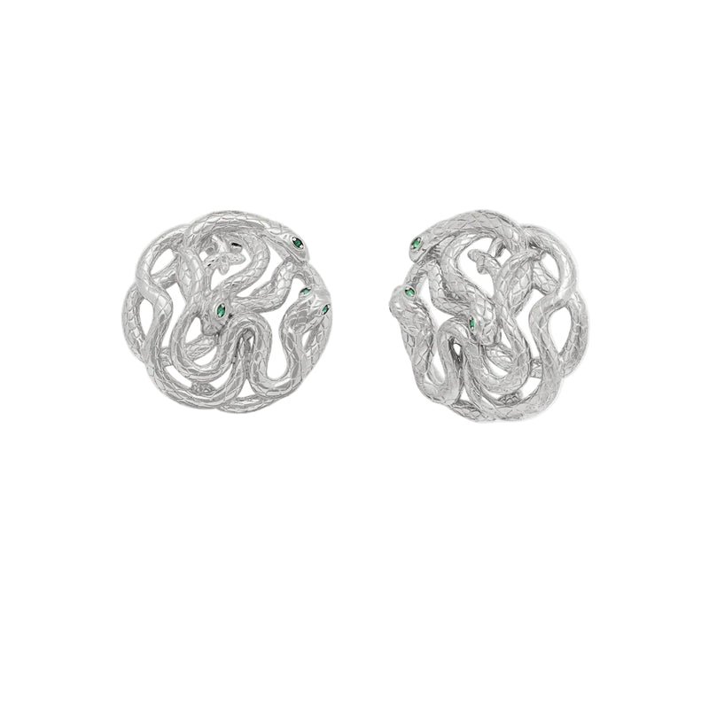 THENUM Núra Luxor Earrings in Silver – serpent earrings in 925 sterling silver