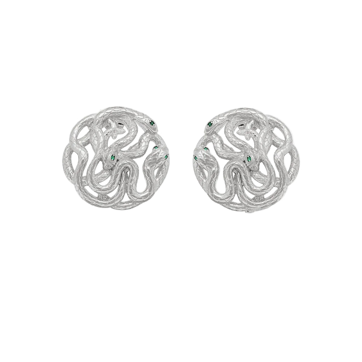 Núra Luxor Earrings in Silver by THENUM – serpent earrings, 925 sterling silver, view 3