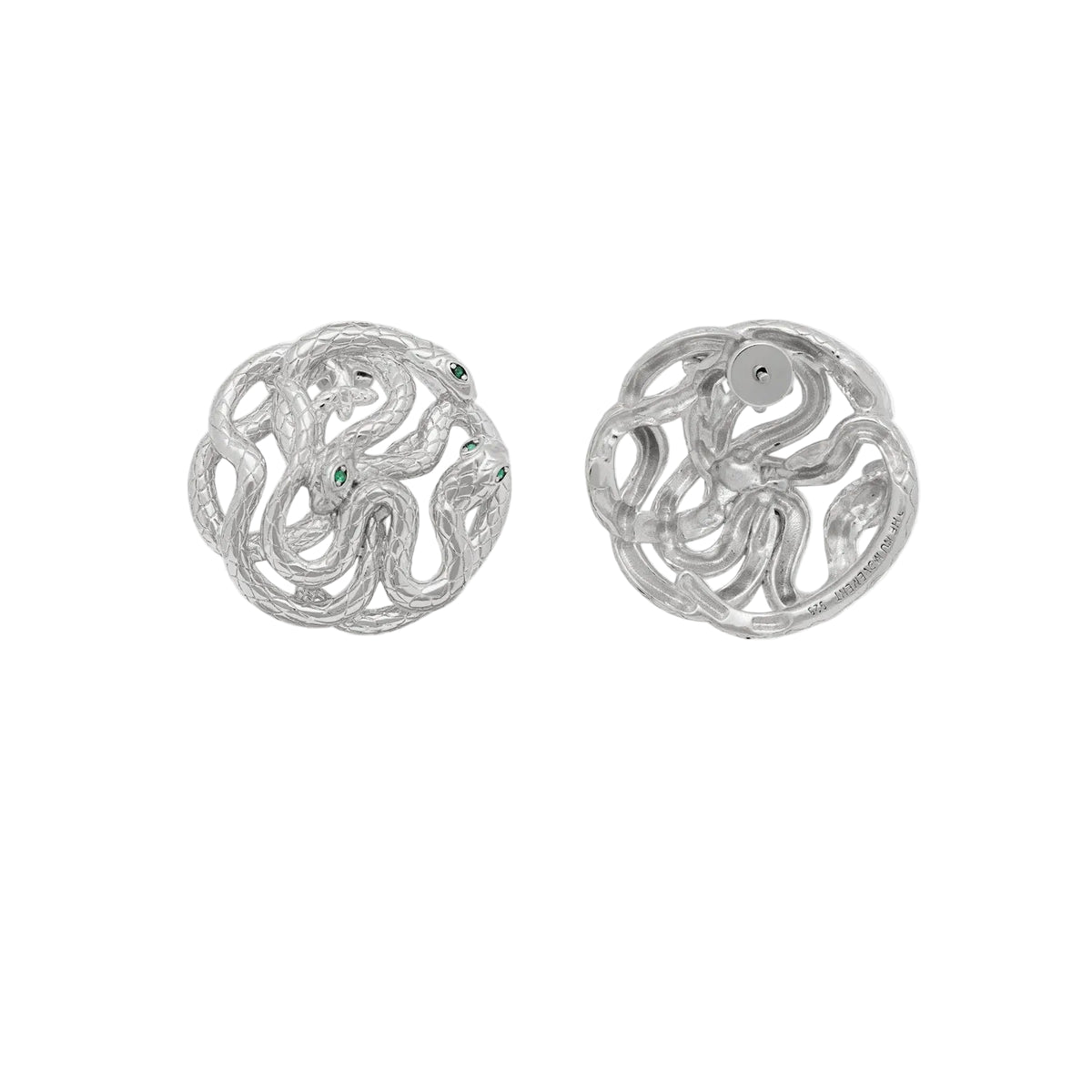 Núra Luxor Earrings in Silver by THENUM – serpent earrings, 925 sterling silver, view 2