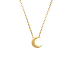 Gold necklace with a crescent moon pendant on a white background