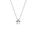 Silver star necklace on a white background