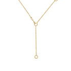 Gold adjustable chain with a y-style clasp on a white background