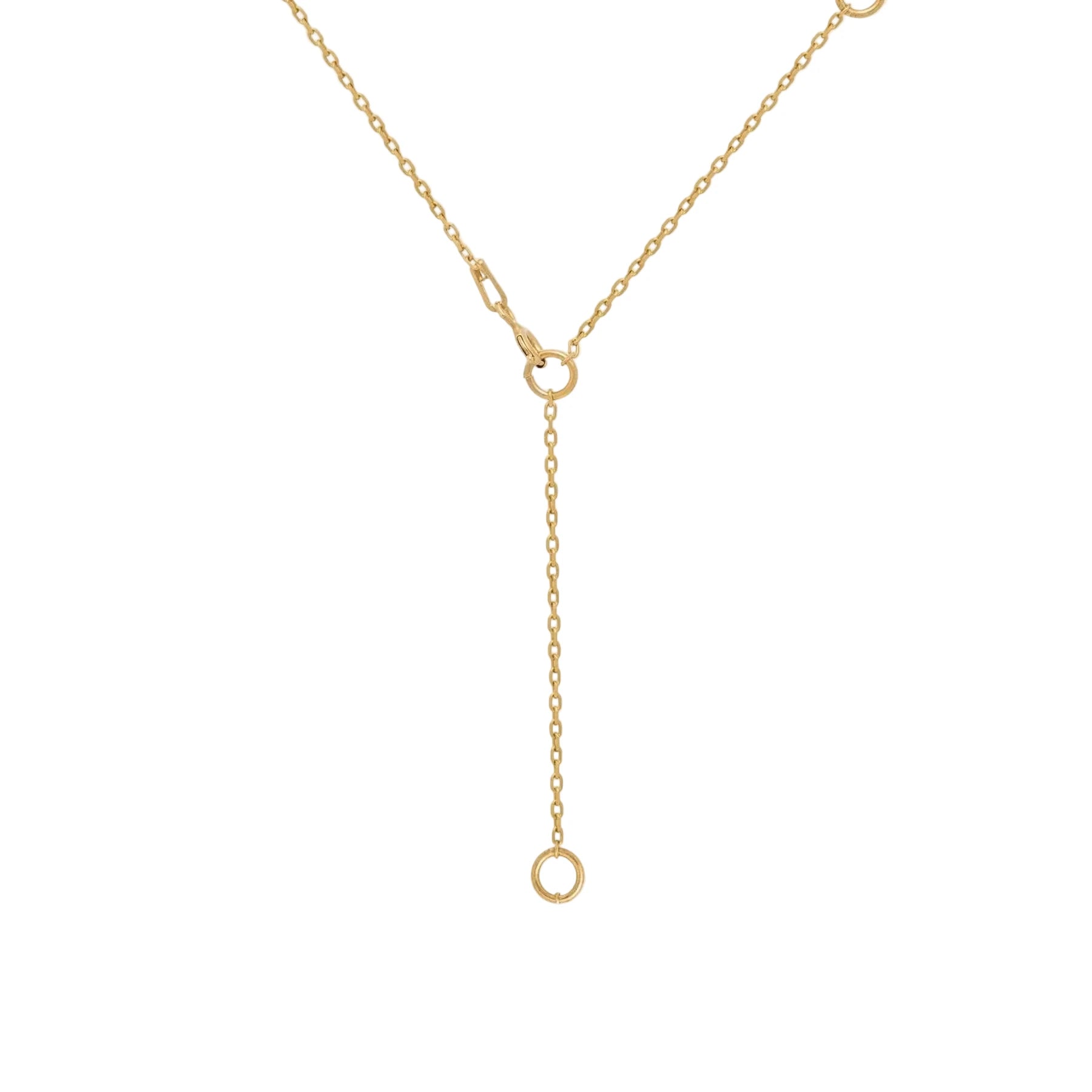 Gold adjustable chain with a y-style clasp on a white background