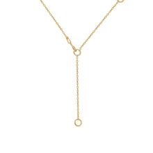 Gold adjustable chain with a y-style clasp on a white background