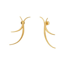 Gold earrings on a white background