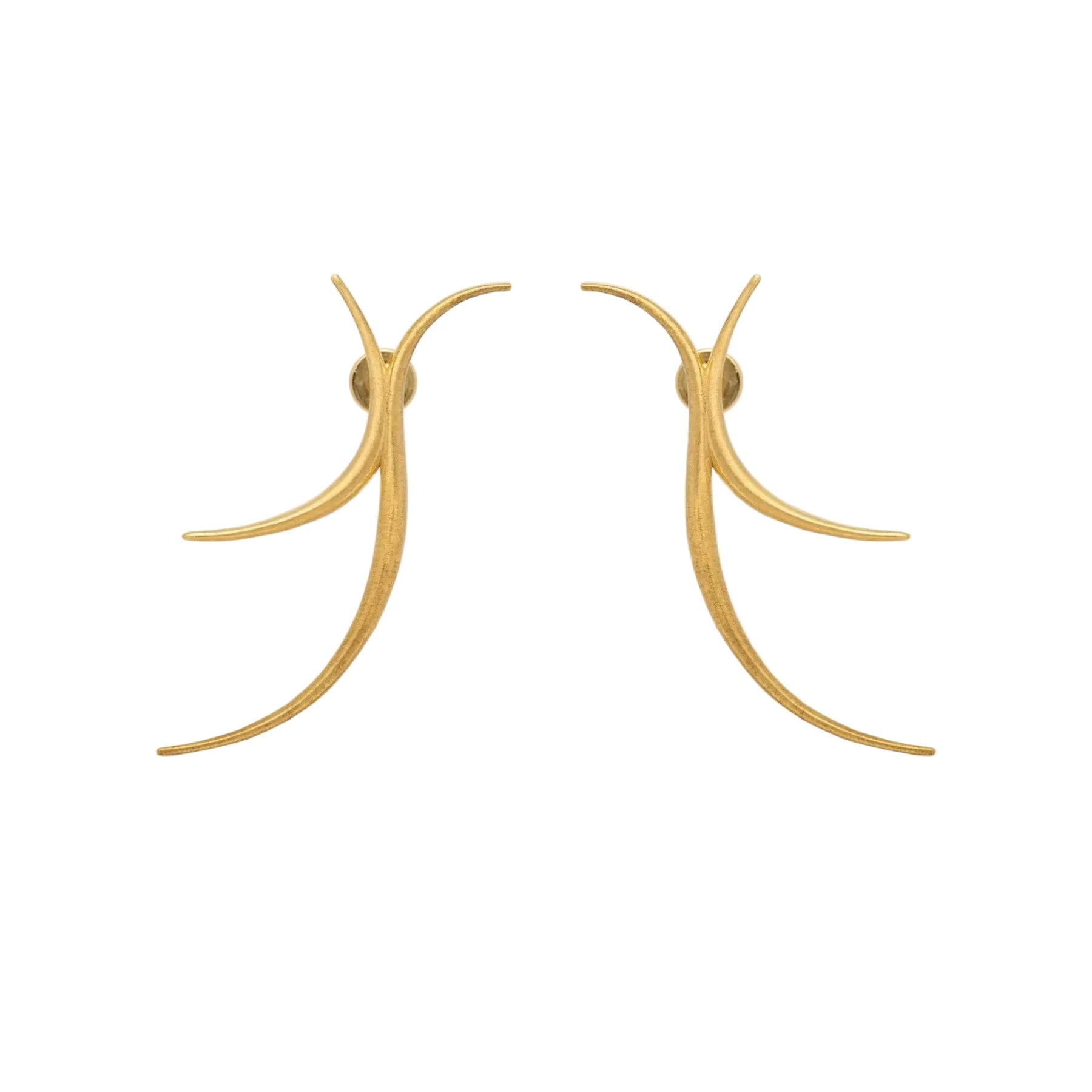 Gold earrings on a white background