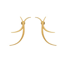Gold earrings on a white background