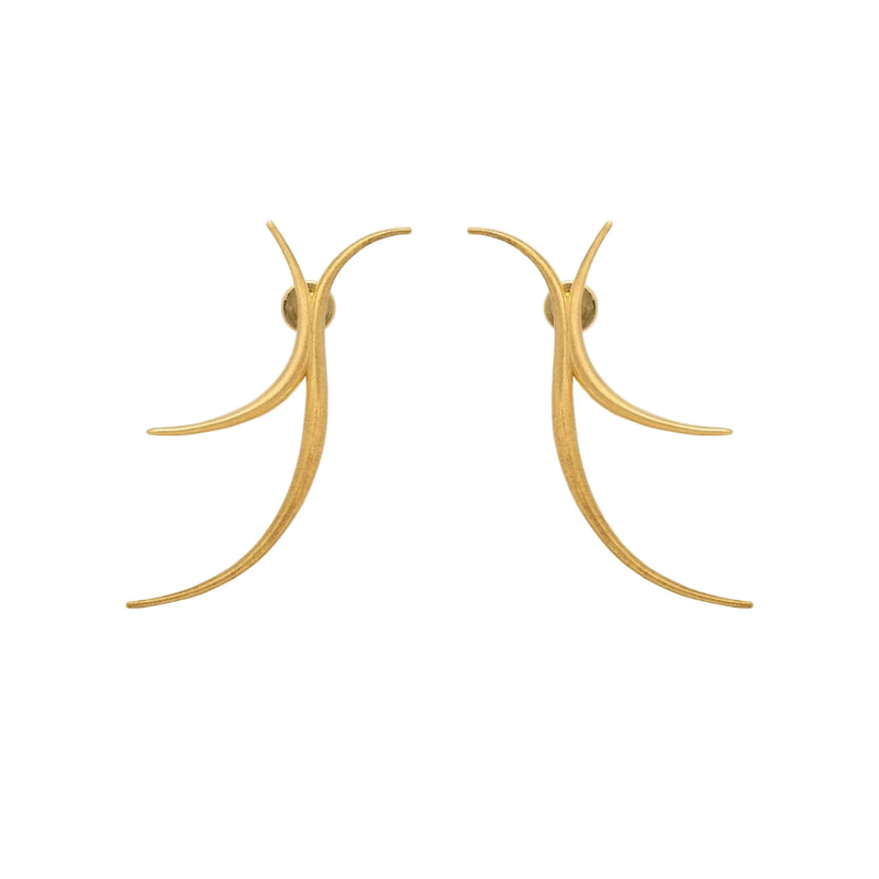 Gold earrings on a white background